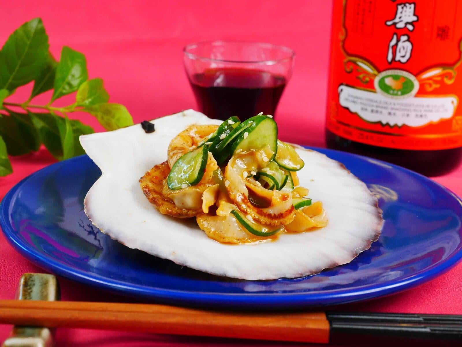 珍味を使った 帆立耳ときゅうりの中華サラダ